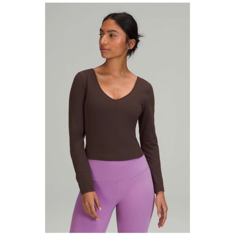 Lululemon Align Long Sleeve Shirt Top Women's 10 Nulu Cropped Yoga French Press